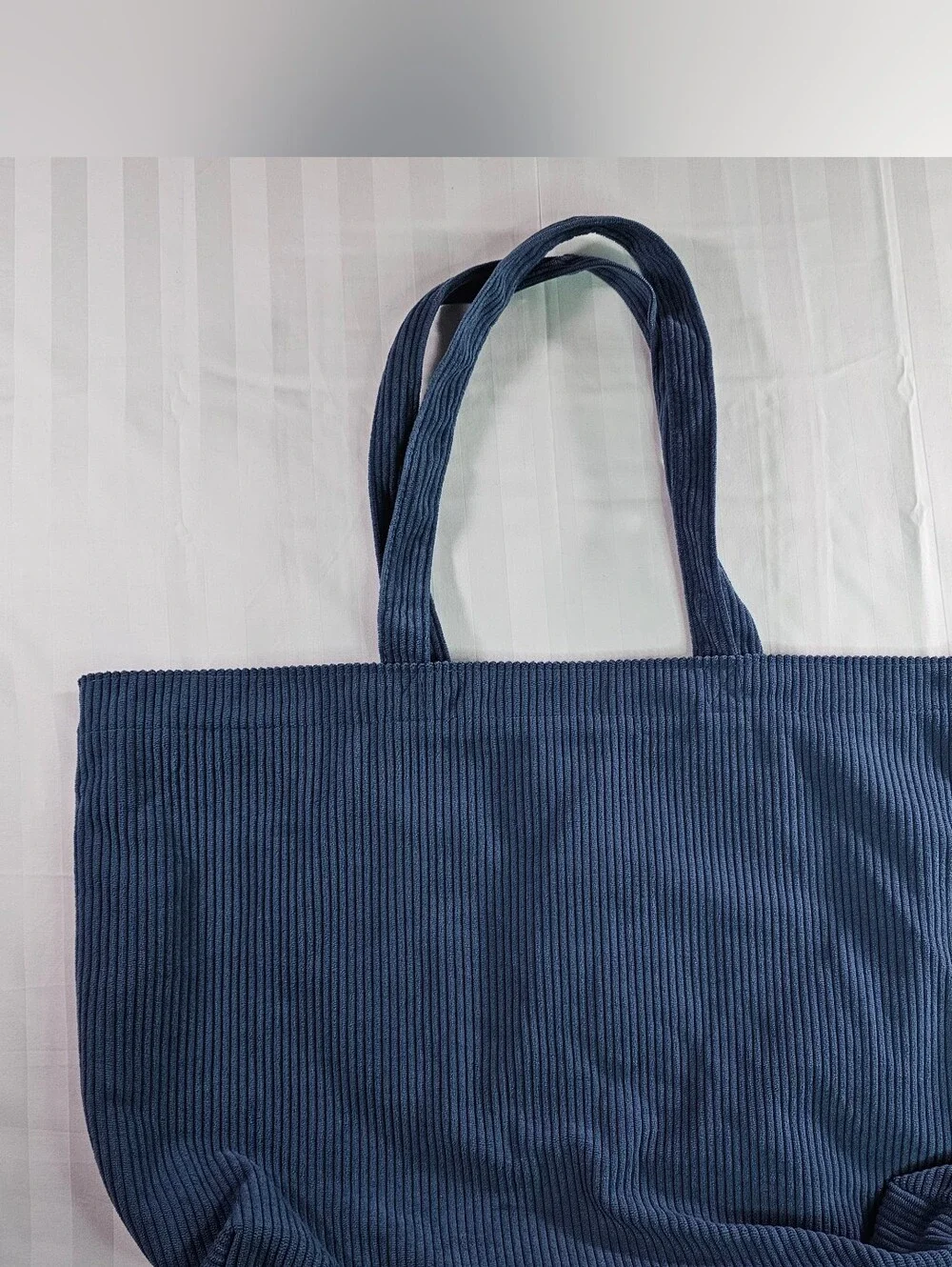 Sezane Navy Corduroy Tote Bag